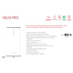 TERMO ELECTRICO ARISTON VELIS PRO ( SIN WIFI ) 100 LITROS